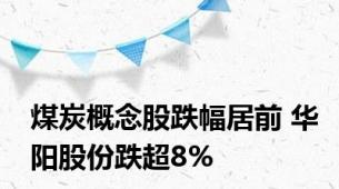 煤炭概念股跌幅居前 华阳股份跌超8%