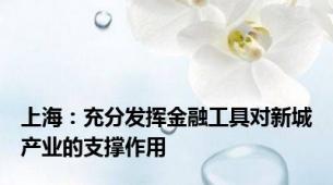 上海：充分发挥金融工具对新城产业的支撑作用