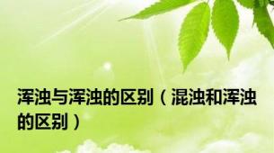 浑浊与浑浊的区别（混浊和浑浊的区别）