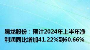 腾龙股份：预计2024年上半年净利润同比增加41.22%到60.66%