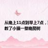 从晚上11点到早上7点，猫妈妈教了小猫一整晚爬树