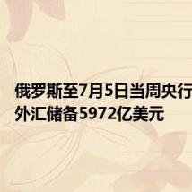 俄罗斯至7月5日当周央行黄金和外汇储备5972亿美元
