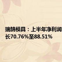 瑞鹄模具:上半年净利润同比增长70.76%至88.51%
