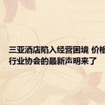 三亚酒店陷入经营困境 价格暴跌?行业协会的最新声明来了