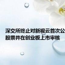 深交所终止对新视云首次公开发行股票并在创业板上市审核