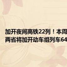 加开夜间高铁22列！本周末粤湘两省将加开动车组列车64列