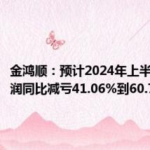 金鸿顺:预计2024年上半年净利润同比减亏41.06%到60.71%