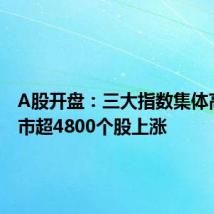 A股开盘:三大指数集体高开 两市超4800个股上涨