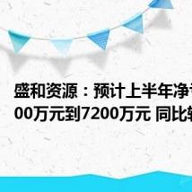 盛和资源:预计上半年净亏损4800万元到7200万元 同比转亏