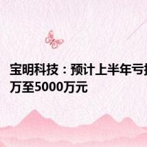 宝明科技:预计上半年亏损4000万至5000万元