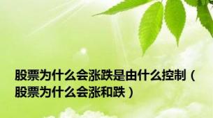 股票为什么会涨跌是由什么控制（股票为什么会涨和跌）