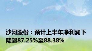 沙河股份：预计上半年净利润下降超87.25%至88.38%