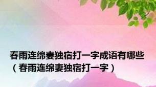 春雨连绵妻独宿打一字成语有哪些（春雨连绵妻独宿打一字）