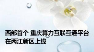 西部首个 重庆算力互联互通平台在两江新区上线