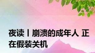 夜读丨崩溃的成年人 正在假装关机