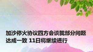 加沙停火协议四方会谈就部分问题达成一致 11日将继续进行