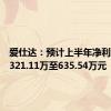 爱仕达：预计上半年净利润亏损321.11万至635.54万元