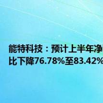 能特科技:预计上半年净利润同比下降76.78%至83.42%