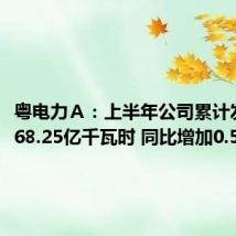 粤电力A:上半年公司累计发电量568.25亿千瓦时 同比增加0.53%