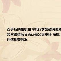 女子反映相机在飞机行李架被消毒液泡坏 海航答应赔偿后又否认是公司责任 海航:正核实、评估相关情况