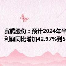 赛腾股份:预计2024年半年度净利润同比增加42.97%到54.56%