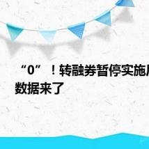 “0”!转融券暂停实施后最新数据来了
