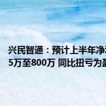 兴民智通:预计上半年净利润535万至800万 同比扭亏为盈