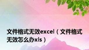 文件格式无效excel（文件格式无效怎么办xls）