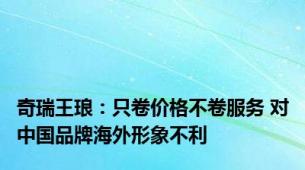 奇瑞王琅：只卷价格不卷服务 对中国品牌海外形象不利