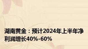 湖南黄金：预计2024年上半年净利润增长40%-60%