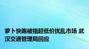 萝卜快跑被指超低价扰乱市场 武汉交通管理局回应