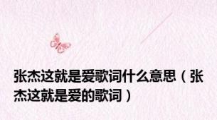 张杰这就是爱歌词什么意思（张杰这就是爱的歌词）