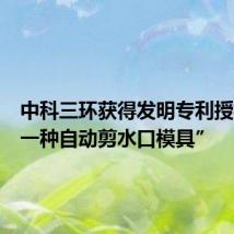 中科三环获得发明专利授权:“一种自动剪水口模具”