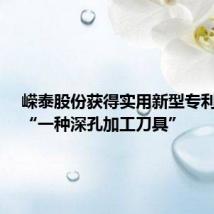 嵘泰股份获得实用新型专利授权:“一种深孔加工刀具”
