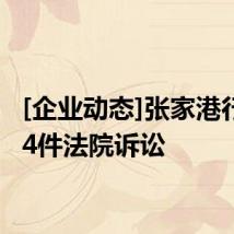 [企业动态]张家港行新增4件法院诉讼