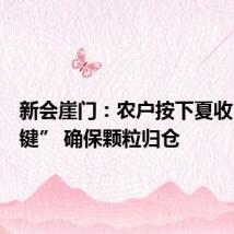 新会崖门:农户按下夏收“加速键” 确保颗粒归仓
