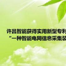 许昌智能获得实用新型专利授权:“一种智能电网信息采集装置”