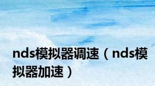 nds模拟器调速（nds模拟器加速）