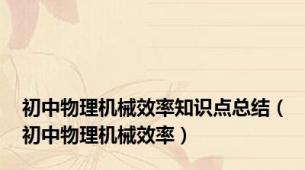 初中物理机械效率知识点总结（初中物理机械效率）