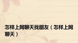 怎样上网聊天找朋友（怎样上网聊天）
