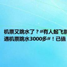 机票又跳水了？#有人起飞前一晚遭遇机票跳水3000多#！已值