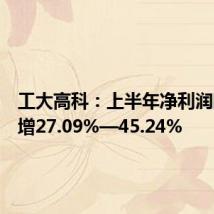 工大高科:上半年净利润同比预增27.09%—45.24%