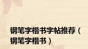 钢笔字楷书字帖推荐（钢笔字楷书）