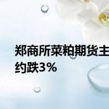 郑商所菜粕期货主力合约跌3%