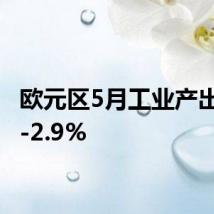欧元区5月工业产出年率-2.9%