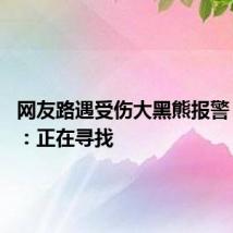 网友路遇受伤大黑熊报警 林草局:正在寻找