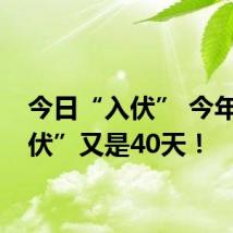今日“入伏” 今年“三伏”又是40天!