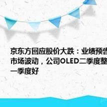 京东方回应股价大跌：业绩预告可能引起市场波动，公司OLED二季度整体需求没一季度好