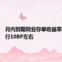 月内到期同业存单收益率多数上行10BP左右