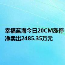 幸福蓝海今日20CM涨停 四机构净卖出2485.35万元